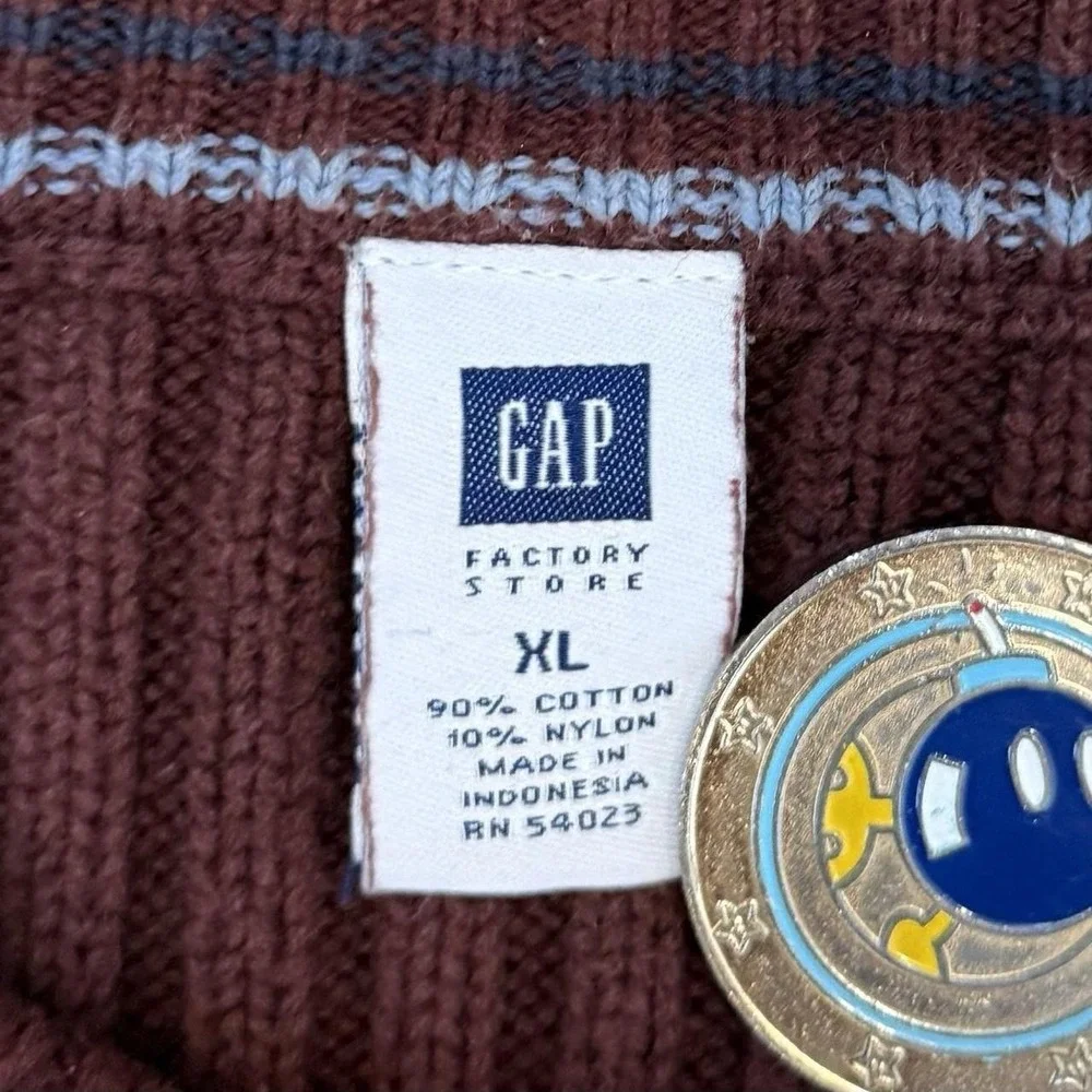 Vintage Gap Long Sleeve Ribbed Striped Knit Sweatshirt Adult Size XL Preppy Y2K